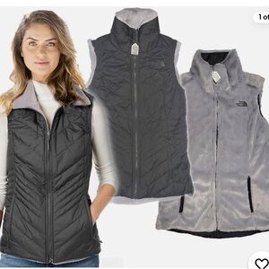 THE NORTH FACE Wmns XS REVERSIBLE MOSSBUD INSULATED VEST Quilted Plush Fleece